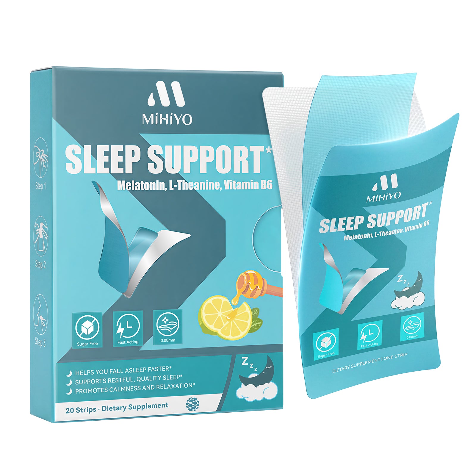 MIHIYO Sleep Support | Melatonin & L-Theanine Restful Sleep Oral Dissolving Strips