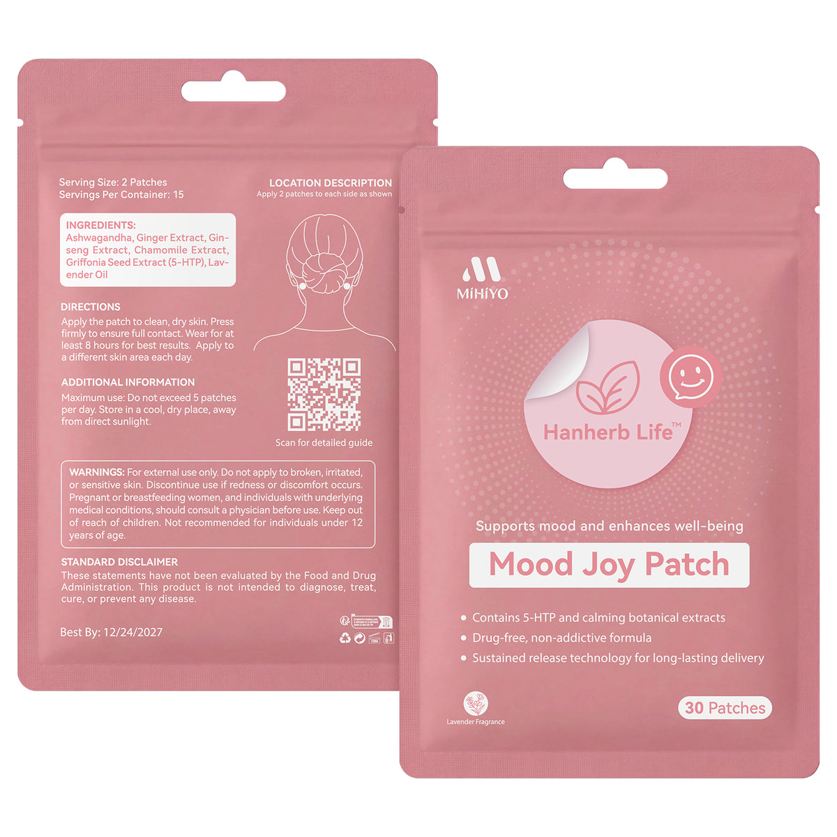 MIHIYO Plant-Based Mood Support Patch | 5-HTP & Botanicals | Long-Lasting Wear