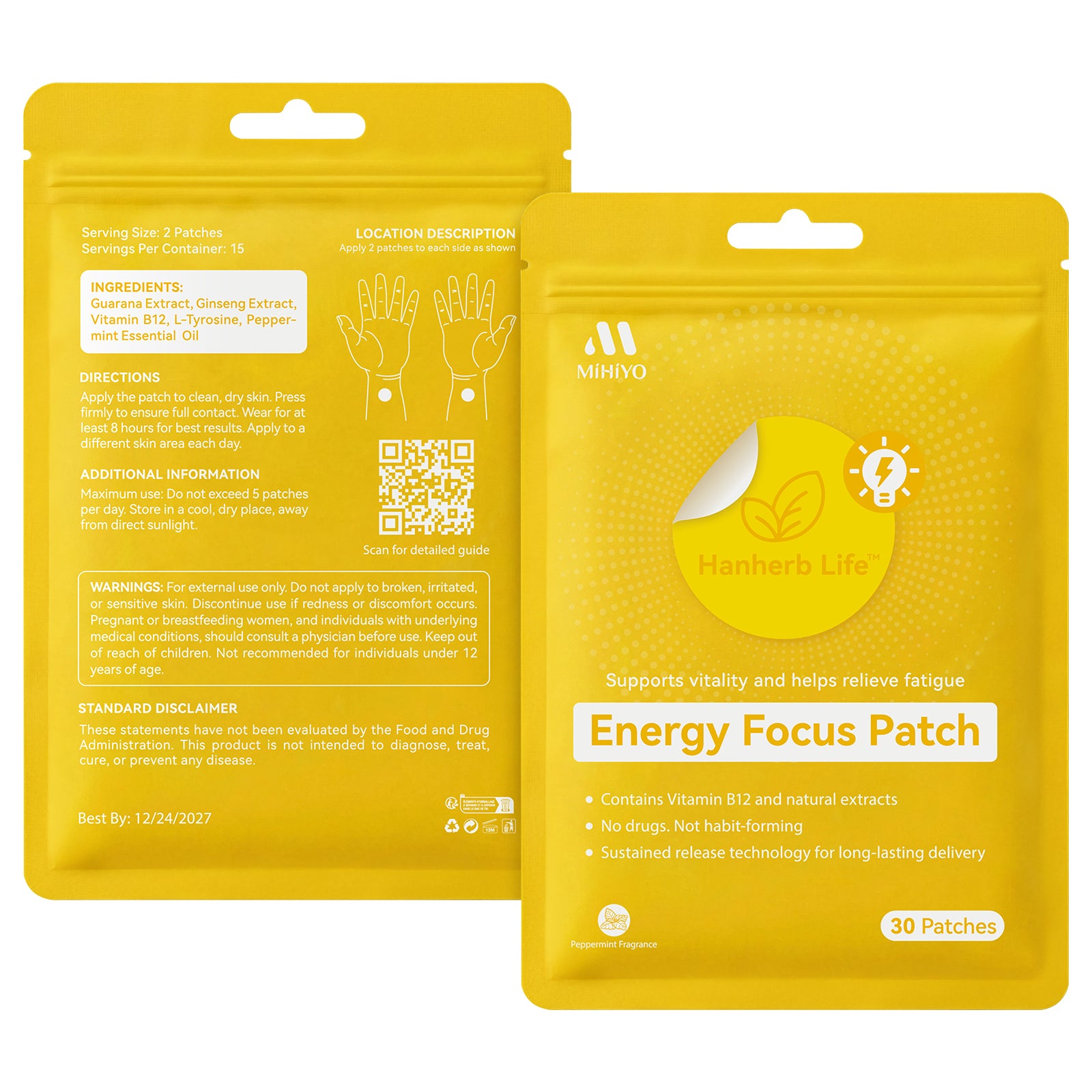 Energy Focus Transdermal Patch - Vitamin
B12 & Herbal Extracts for Daily Lifestyle (30
Count)