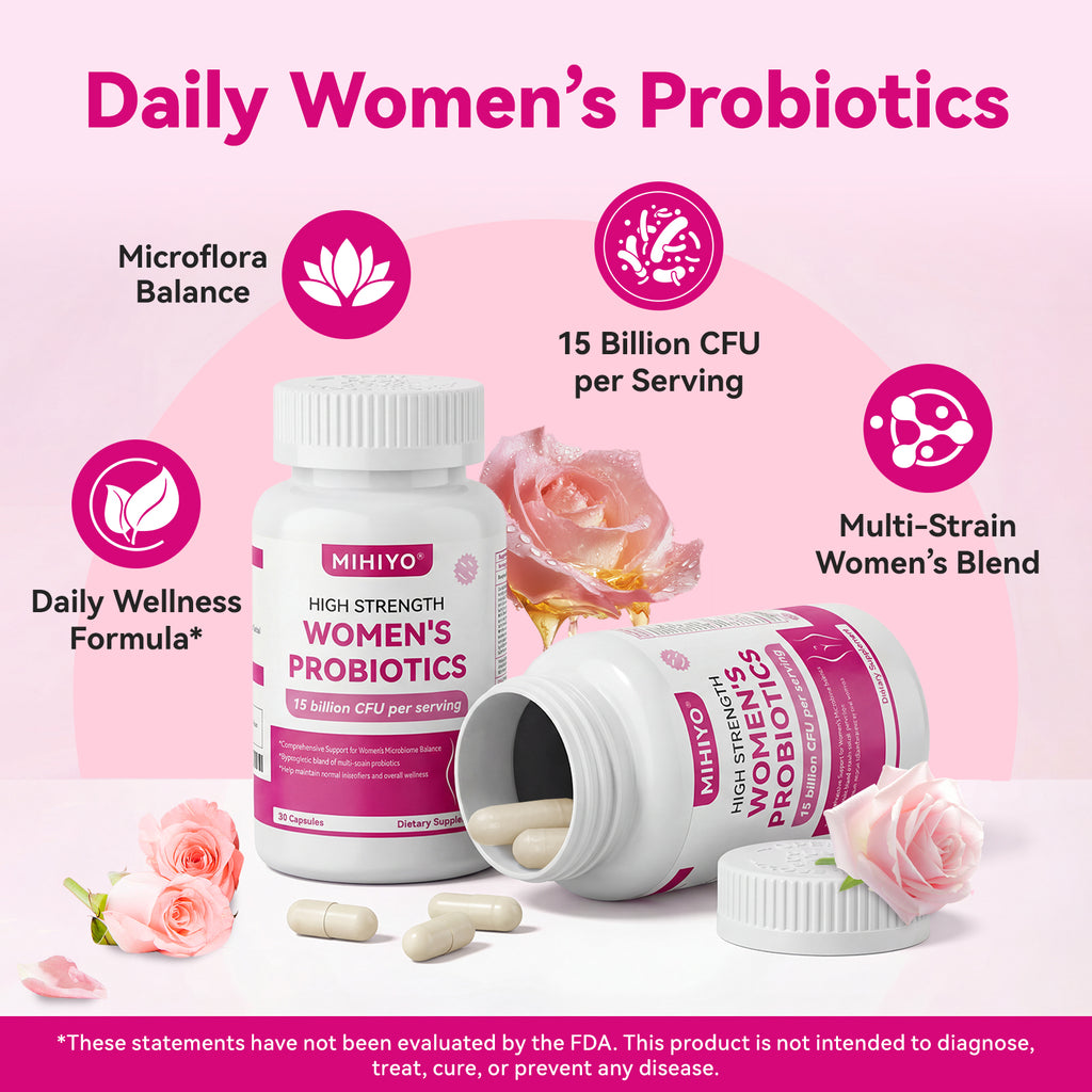 MIHIYO Women's Probiotics 15 Billion CFU | 14-Strain Probiotic with Cranberry & D-Mannose | 30 Capsules