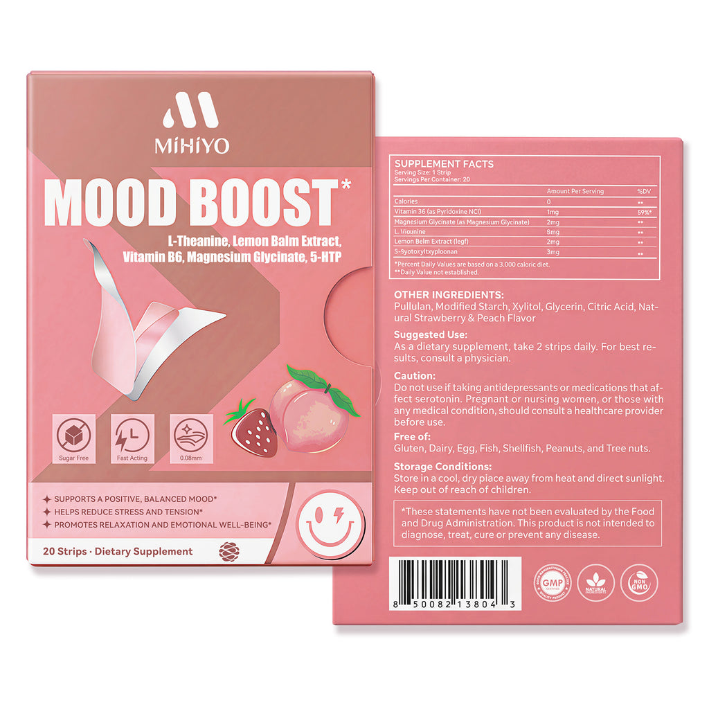 MIHIYO Mood Boost | L-Theanine & 5-HTP Emotional Wellness Oral Dissolving Strips