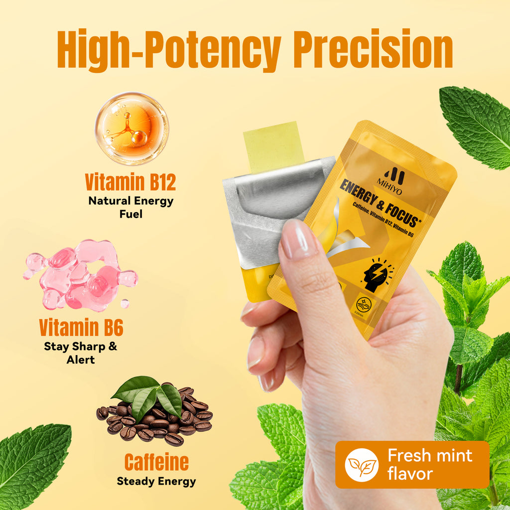 MIHIYO Energy & Focus | Caffeine & Vitamin B12 Fast-Acting Oral Dissolving Strips