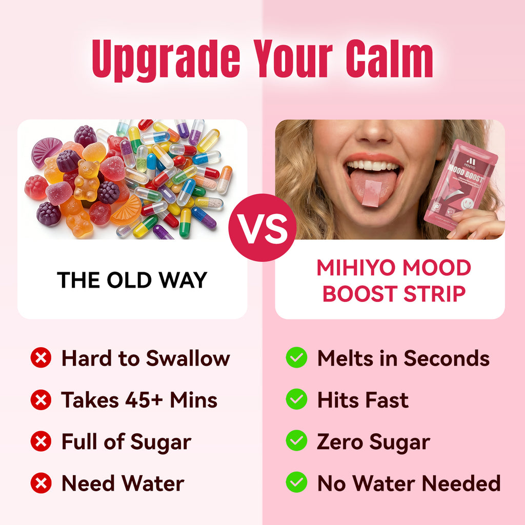 MIHIYO Mood Boost | L-Theanine & 5-HTP Emotional Wellness Oral Dissolving Strips