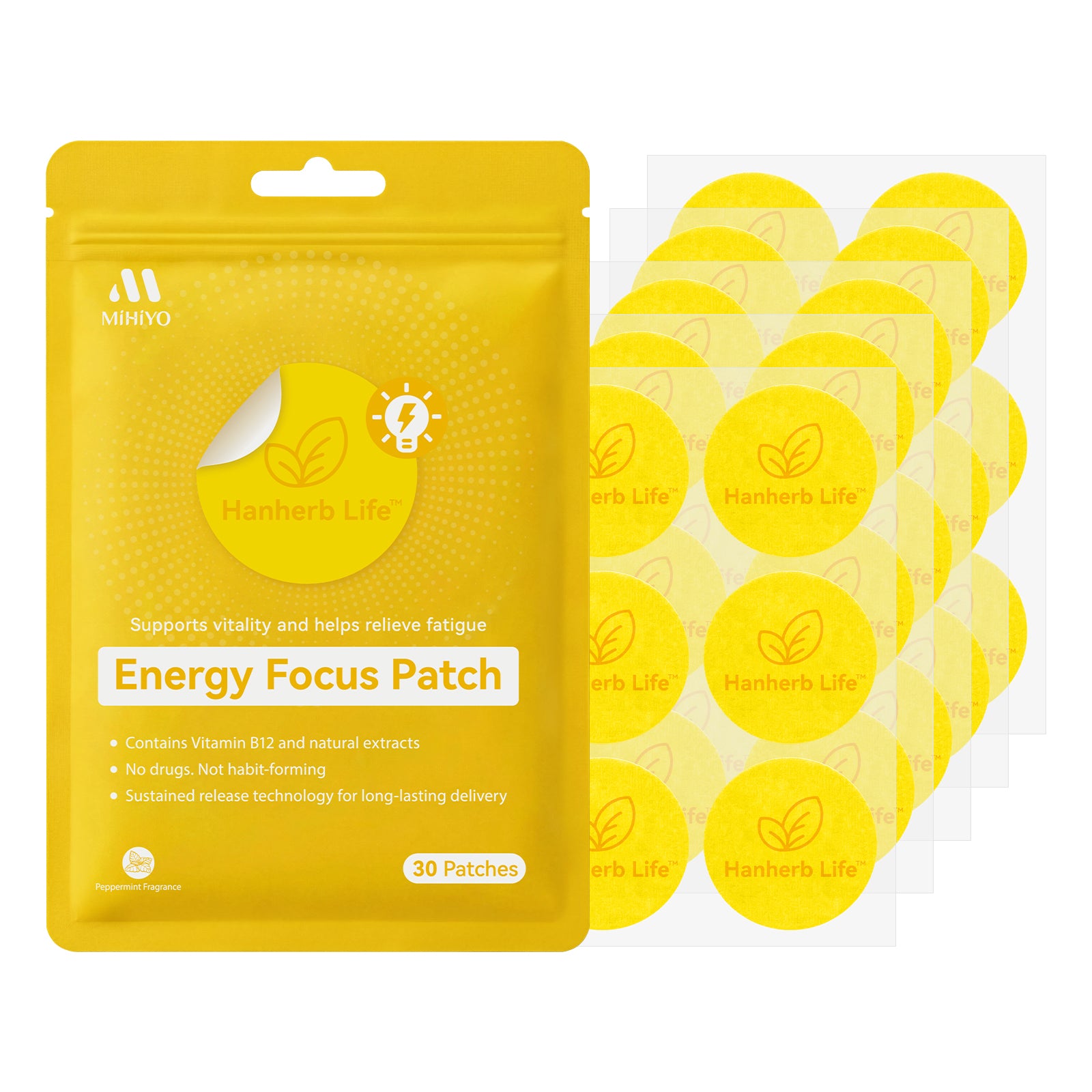 Energy Focus Transdermal Patch - Vitamin
B12 & Herbal Extracts for Daily Lifestyle (30
Count)