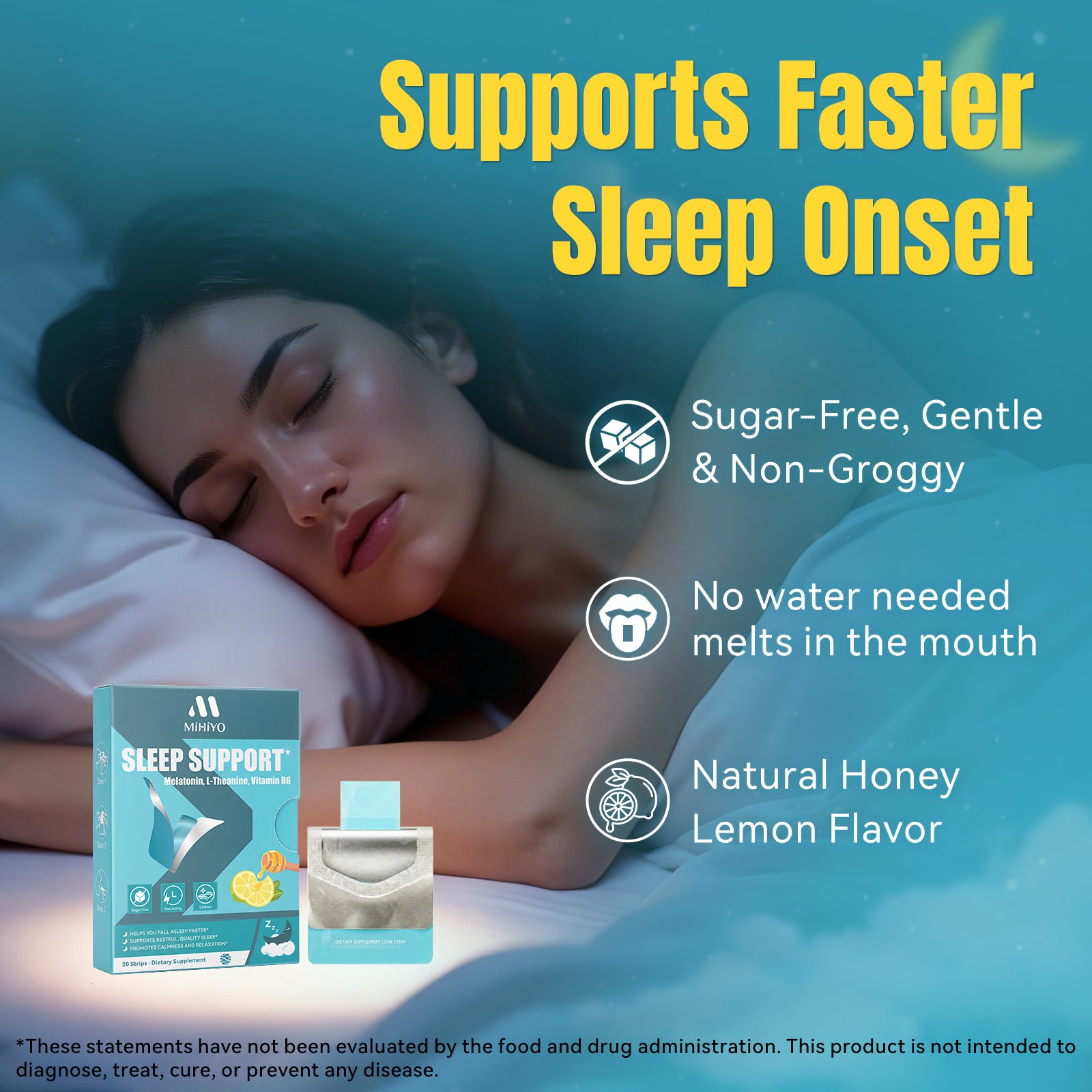 MIHIYO Sleep Support | Melatonin & L-Theanine Restful Sleep Oral Dissolving Strips