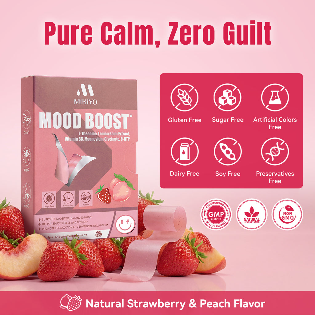 MIHIYO Mood Boost | L-Theanine & 5-HTP Emotional Wellness Oral Dissolving Strips