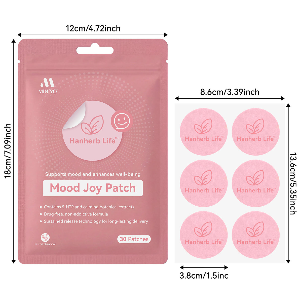 MIHIYO Plant-Based Mood Support Patch | 5-HTP & Botanicals | Long-Lasting Wear