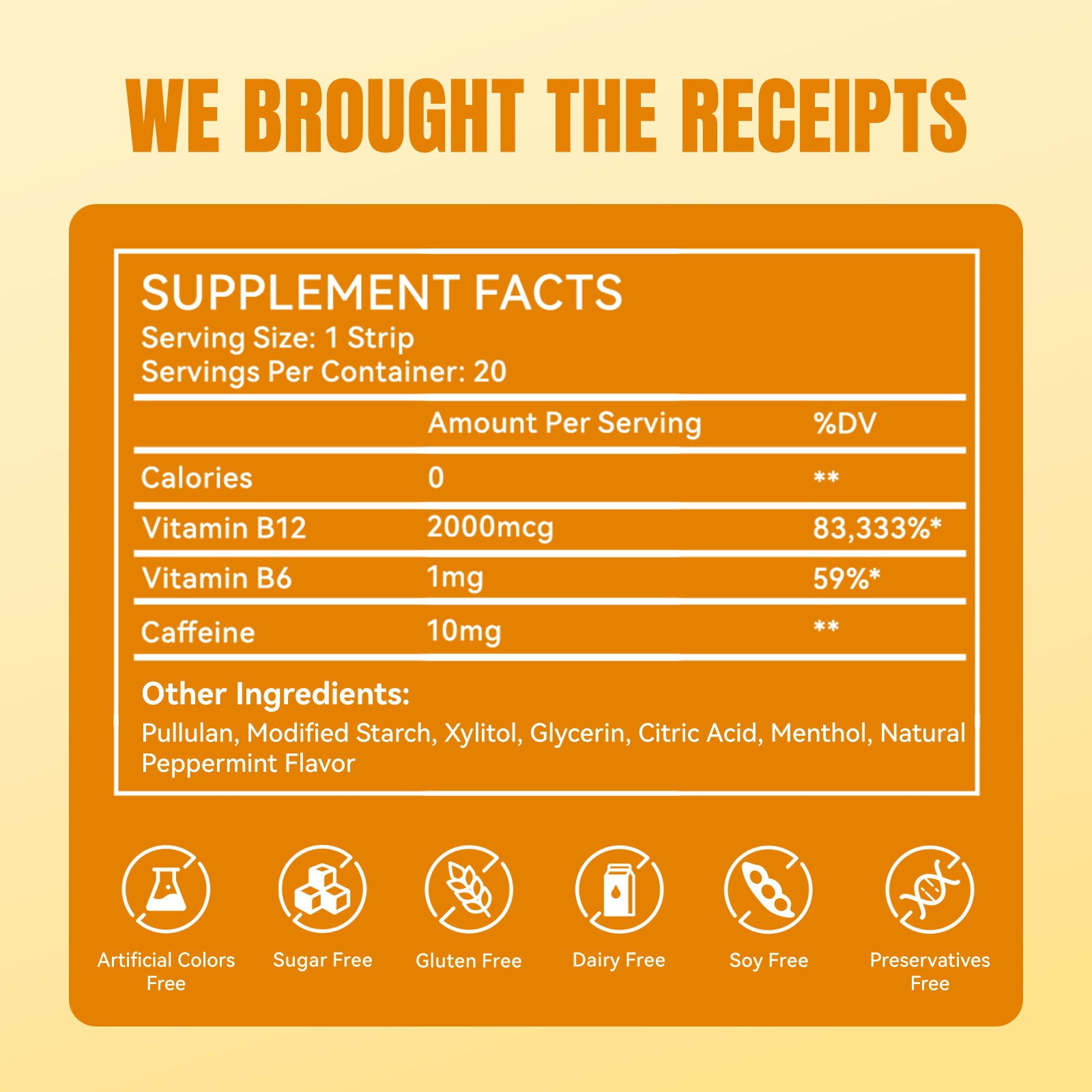 MIHIYO Energy & Focus | Caffeine & Vitamin B12 Fast-Acting Oral Dissolving Strips