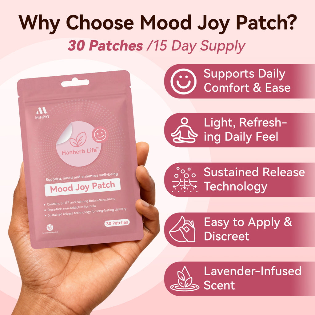 Plant-Based Mood Support Patch | 5-HTP & Botanicals, Long-Lasting Wear, 30 Patches