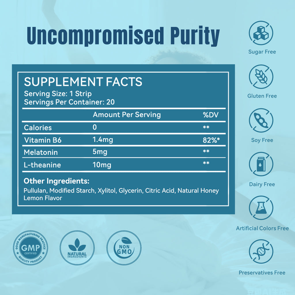 MIHIYO Sleep Support | Melatonin & L-Theanine Restful Sleep Oral Dissolving Strips