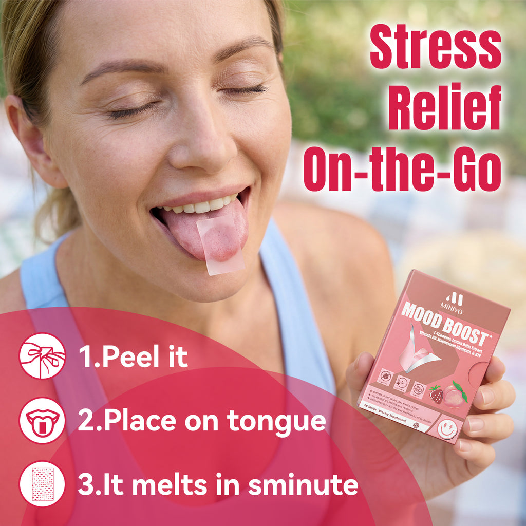 MIHIYO Mood Boost | L-Theanine & 5-HTP Emotional Wellness Oral Dissolving Strips