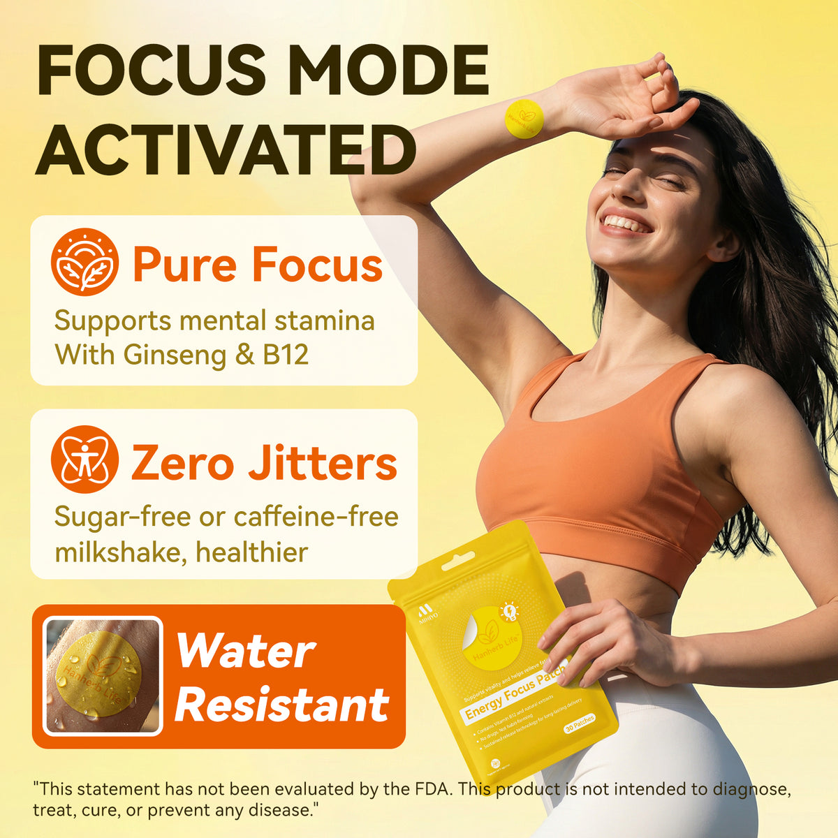 MIHIYO Energy Focus Transdermal Patch | Vitamin B12 & Herbal Extracts