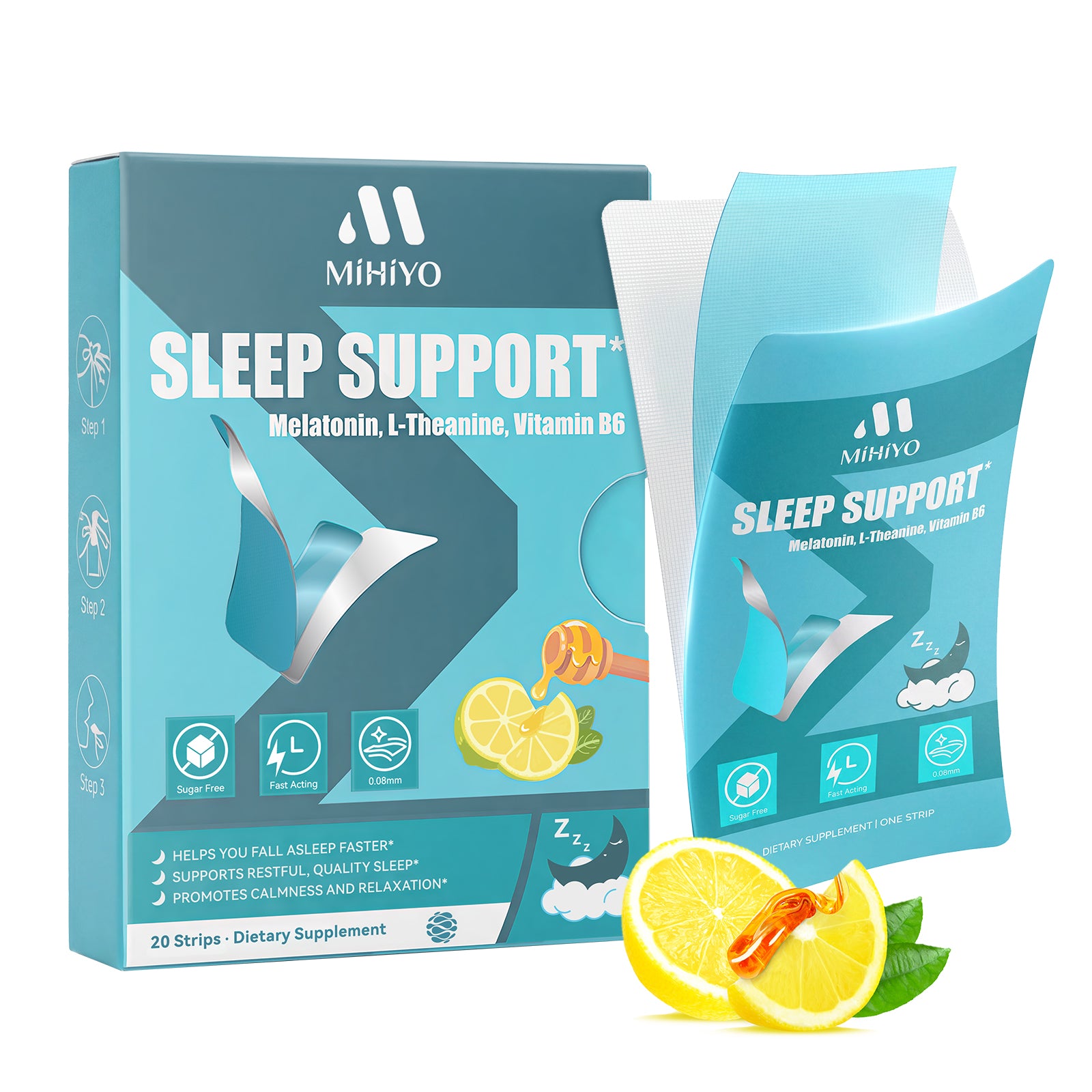 MIHIYO Sleep Support | Melatonin & L-Theanine Restful Sleep Oral Dissolving Strips
