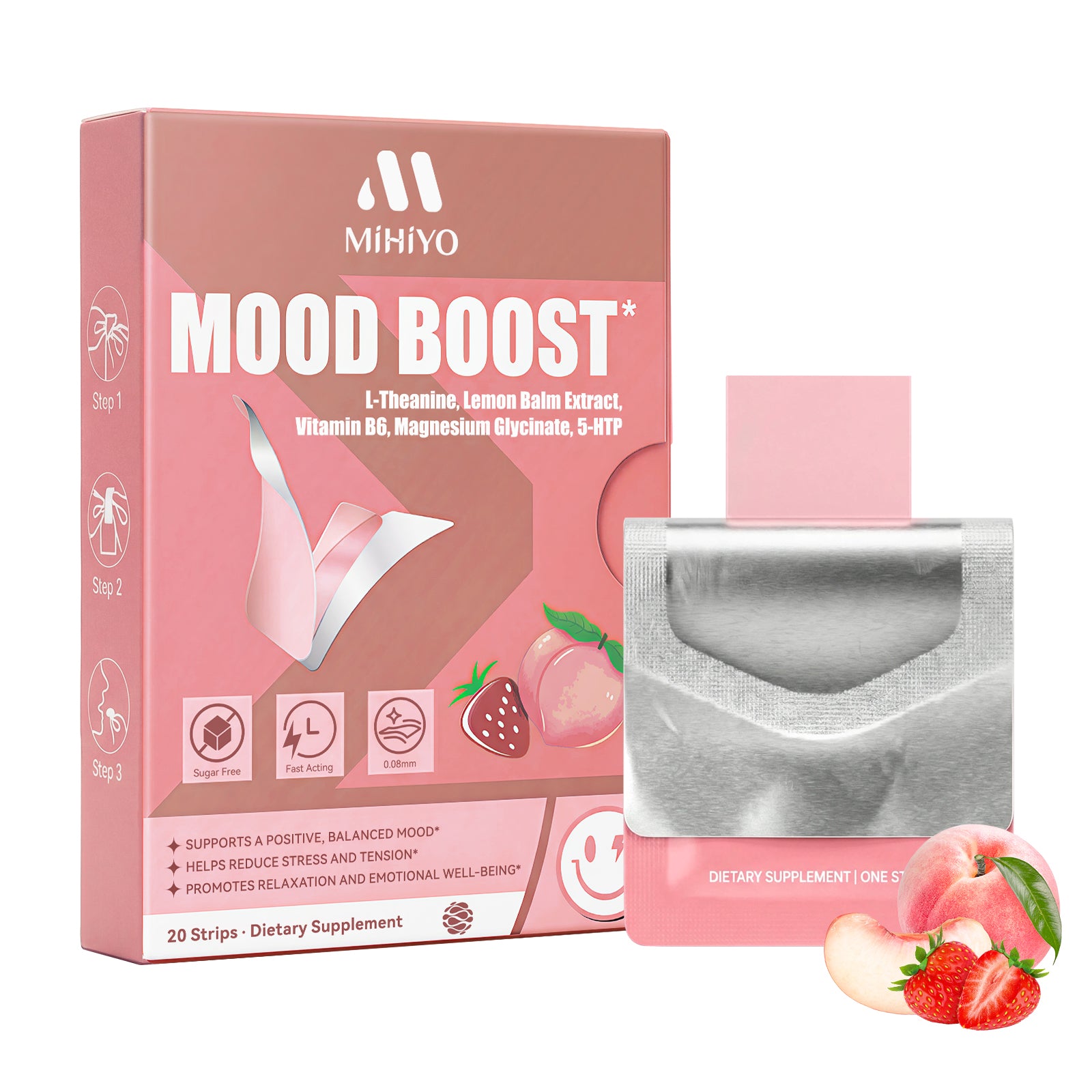 MIHIYO Mood Boost | L-Theanine & 5-HTP Emotional Wellness Oral Dissolving Strips